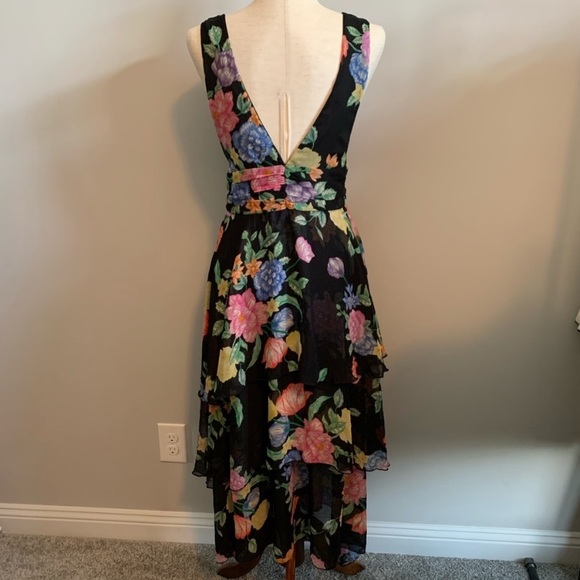 TOPSHOP Black Floral Pinafore Plunge Dress NWT - Picture 5 of 8